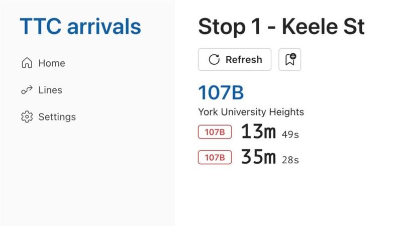A new TTC Arrivals app